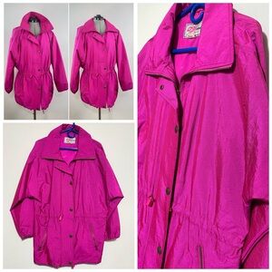 Vintage 80s Ski Anorak Electric Pink Ossi Skiwear Jacket Coat Lightweight Medium